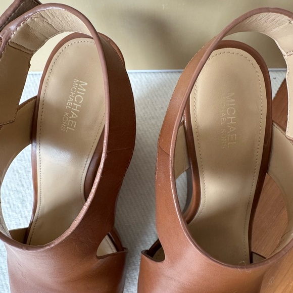 Michael Kors Josephine Wedge Womens Leather Open Toe Wedge Heels size 7 - Picture 7 of 9